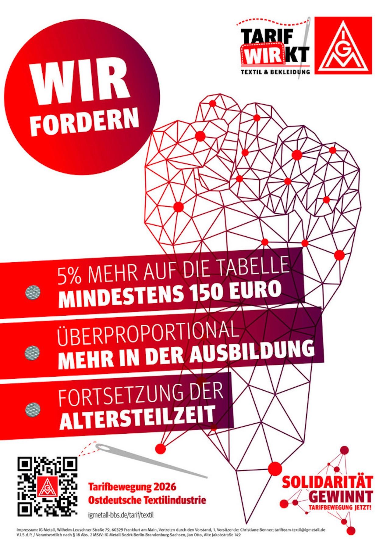 Textilindustrie Ost: Beschäftigte fordern 5 Prozent