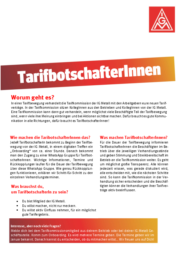 Werde TarifbotschafterIn in der Tarifrunde Textil Ost