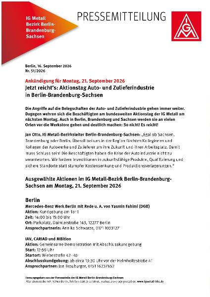 Pressemitteilung Ankündigung Aktionstag 21.9.
