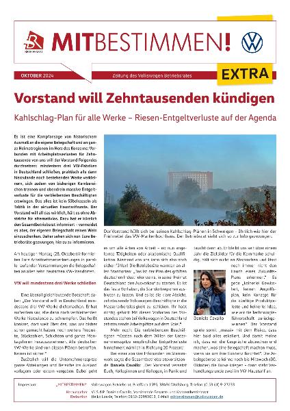 EXTRABLATT Kahlschlag-Plan des VW-Vorstandes