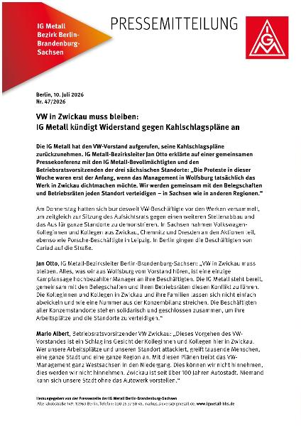 PM Pressegespräch zu VW Sachsen